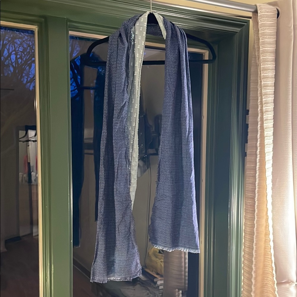 Blue and White Polka Dot Scarf